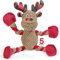 HKM-4079421 Christmas Reindeer Plush Teething and Dental-Cleaning Toy for Pets
