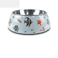 HKM-4079933 Stainless Steel Pet Bowl Set with Melamine Base for Dogs and Cats in Assorted Designs