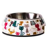 HKM-4079933 Stainless Steel Pet Bowl Set with Melamine Base for Dogs and Cats in Assorted Designs