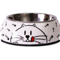 HKM-4079933 Stainless Steel Pet Bowl Set with Melamine Base for Dogs and Cats in Assorted Designs