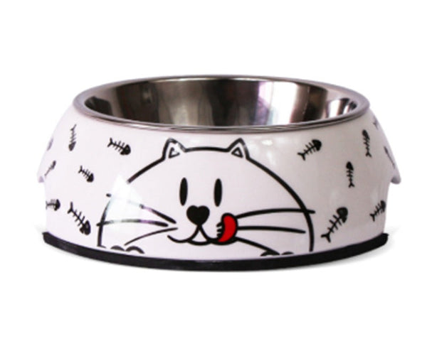 HKM-4079933 Stainless Steel Pet Bowl Set with Melamine Base for Dogs and Cats in Assorted Designs