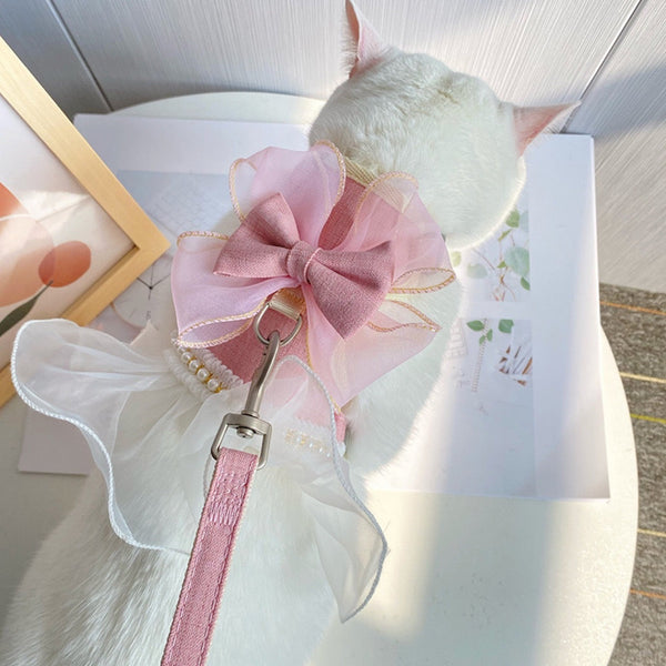 HKM-4081213 Pet Vest-Style Leash with Anti-Breaking Rope for Dogs and Cats, Available in Pink and Blue