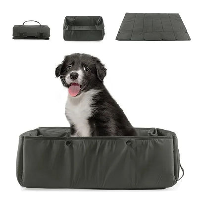 HKM-4081597 Collapsible 3-in-1 Dog Travel Bed - Portable Pet Carrier, Mat, and Dirt-Resistant Cushion