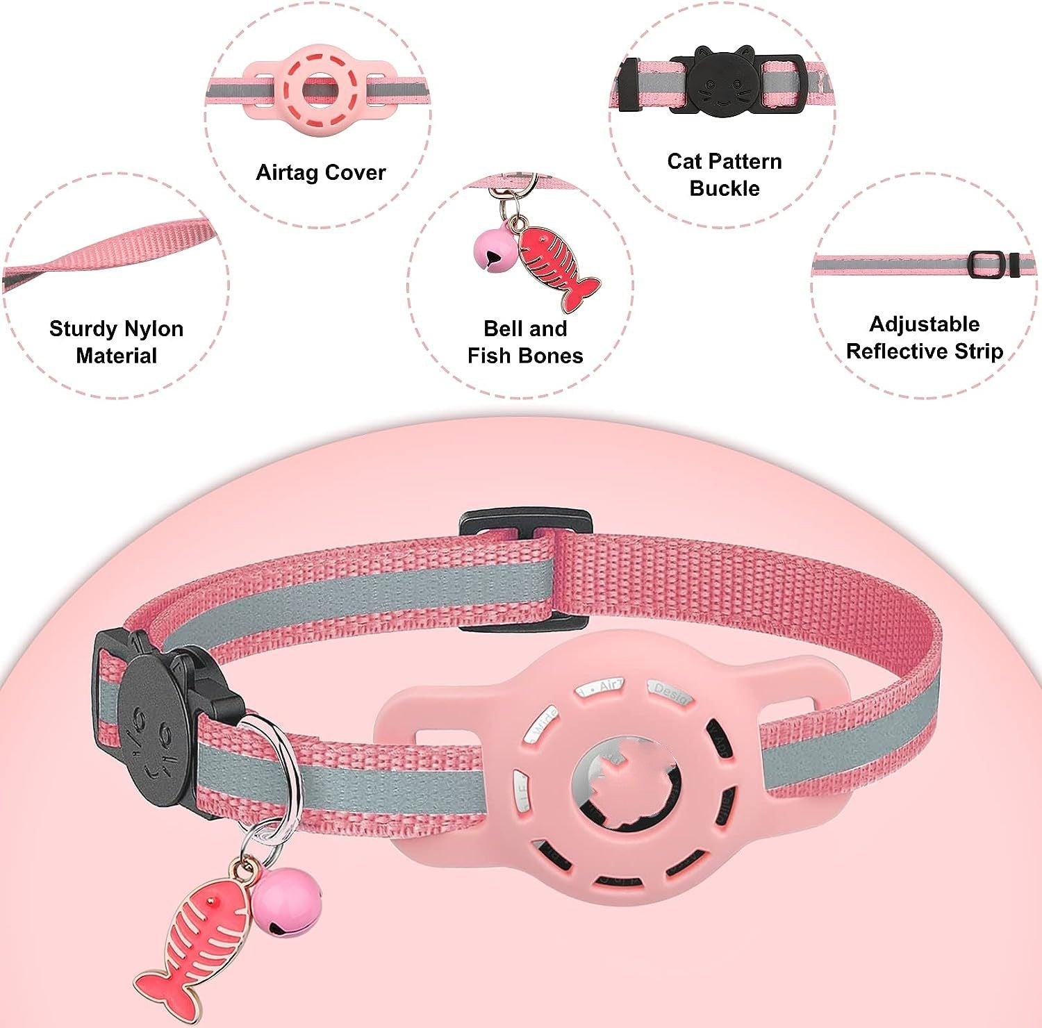 HKM-4081725 Pet Tracker Protective Case with Adjustable Neck Collar in Pink and Sky Blue