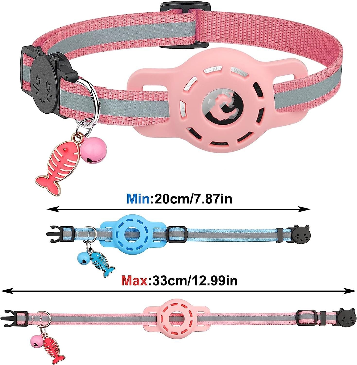 HKM-4081725 Pet Tracker Protective Case with Adjustable Neck Collar in Pink and Sky Blue