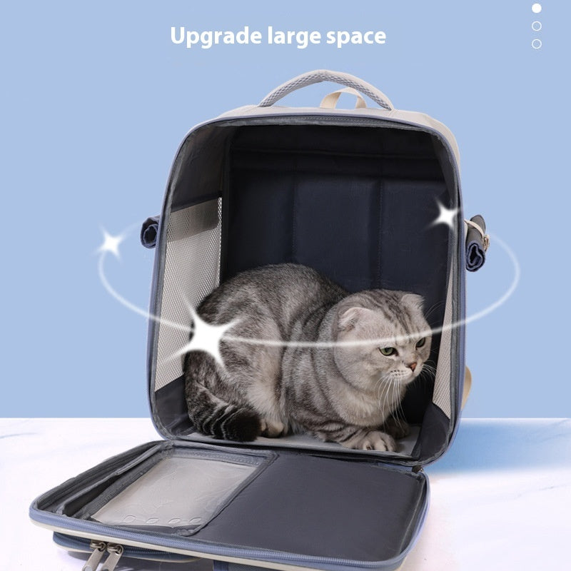 HKM-4081981 Portable Cat Backpack, Large Capacity, Anti-Stress Design, Breathable Canvas, Four Seasons Use