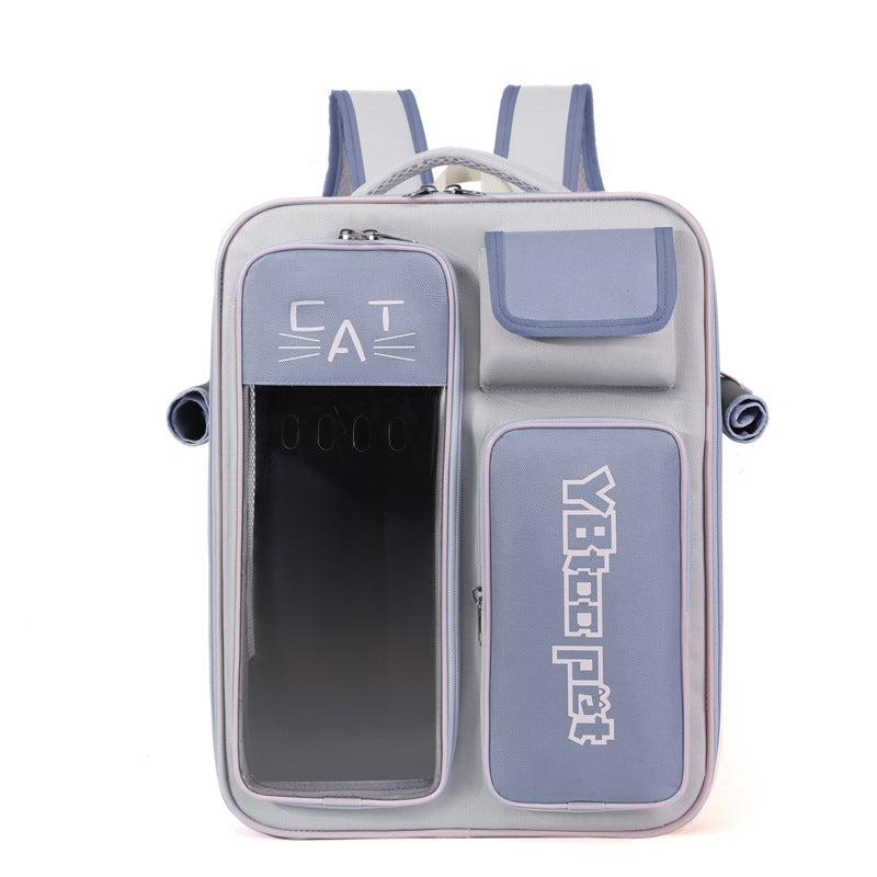 HKM-4081981 Portable Cat Backpack, Large Capacity, Anti-Stress Design, Breathable Canvas, Four Seasons Use