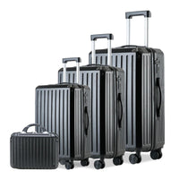 HKM-408211 4-Piece Travel Luggage Set with Antilock Brake System - Medium Suitcases in Matching Design