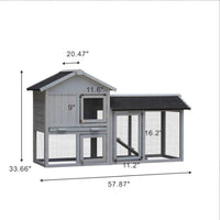 HKM-4083389 Outdoor Rabbit Hutch with Large Run Space and No Leak Tray for Small Animals