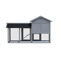 HKM-4083389 Outdoor Rabbit Hutch with Large Run Space and No Leak Tray for Small Animals