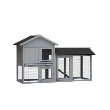 HKM-4083389 Outdoor Rabbit Hutch with Large Run Space and No Leak Tray for Small Animals