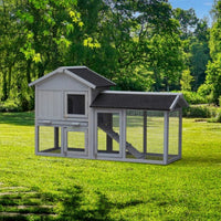 HKM-4083389 Outdoor Rabbit Hutch with Large Run Space and No Leak Tray for Small Animals