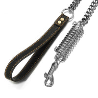 HKM-4085309 Stainless Steel Dog Spring Traction Rope - 15mm Wide, 120CM Long, Rust-Resistant and Comfortable