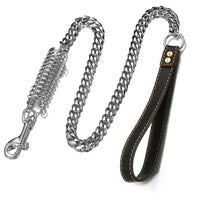 HKM-4085309 Stainless Steel Dog Spring Traction Rope - 15mm Wide, 120CM Long, Rust-Resistant and Comfortable