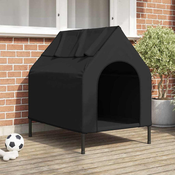 HKM-4085565 Weatherproof Black Oxford Dog House - Spacious Indoor/Outdoor Retreat for Pets