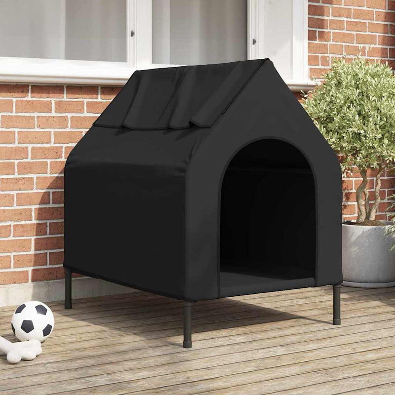 HKM-4085565 Weatherproof Black Oxford Dog House - Spacious Indoor/Outdoor Retreat for Pets