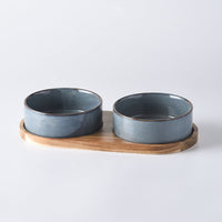 HKM-4085693 Ceramic Pet Double Bowl Anti-Tumble Design for Cats - 13cm & 15.5cm Size Options
