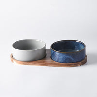 HKM-4085693 Ceramic Pet Double Bowl Anti-Tumble Design for Cats - 13cm & 15.5cm Size Options