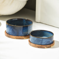 HKM-4085693 Ceramic Pet Double Bowl Anti-Tumble Design for Cats - 13cm & 15.5cm Size Options