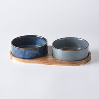 HKM-4085693 Ceramic Pet Double Bowl Anti-Tumble Design for Cats - 13cm & 15.5cm Size Options