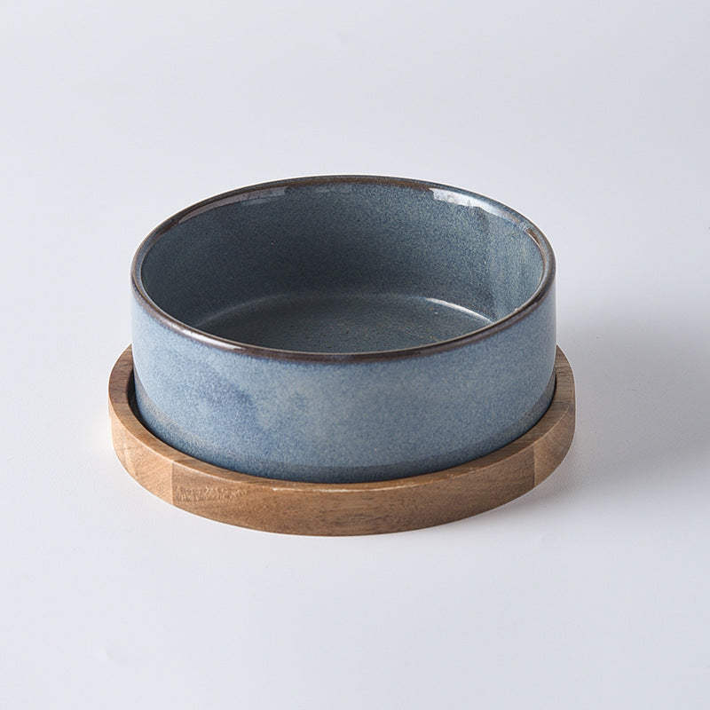 HKM-4085693 Ceramic Pet Double Bowl Anti-Tumble Design for Cats - 13cm & 15.5cm Size Options