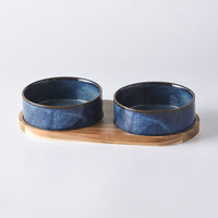 HKM-4085693 Ceramic Pet Double Bowl Anti-Tumble Design for Cats - 13cm & 15.5cm Size Options