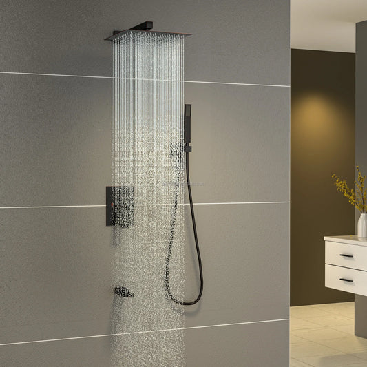 HKM-408851 Concealed Wall-Mounted Shower System with 10/12 Inch Stainless Steel Shower Head and Handshower