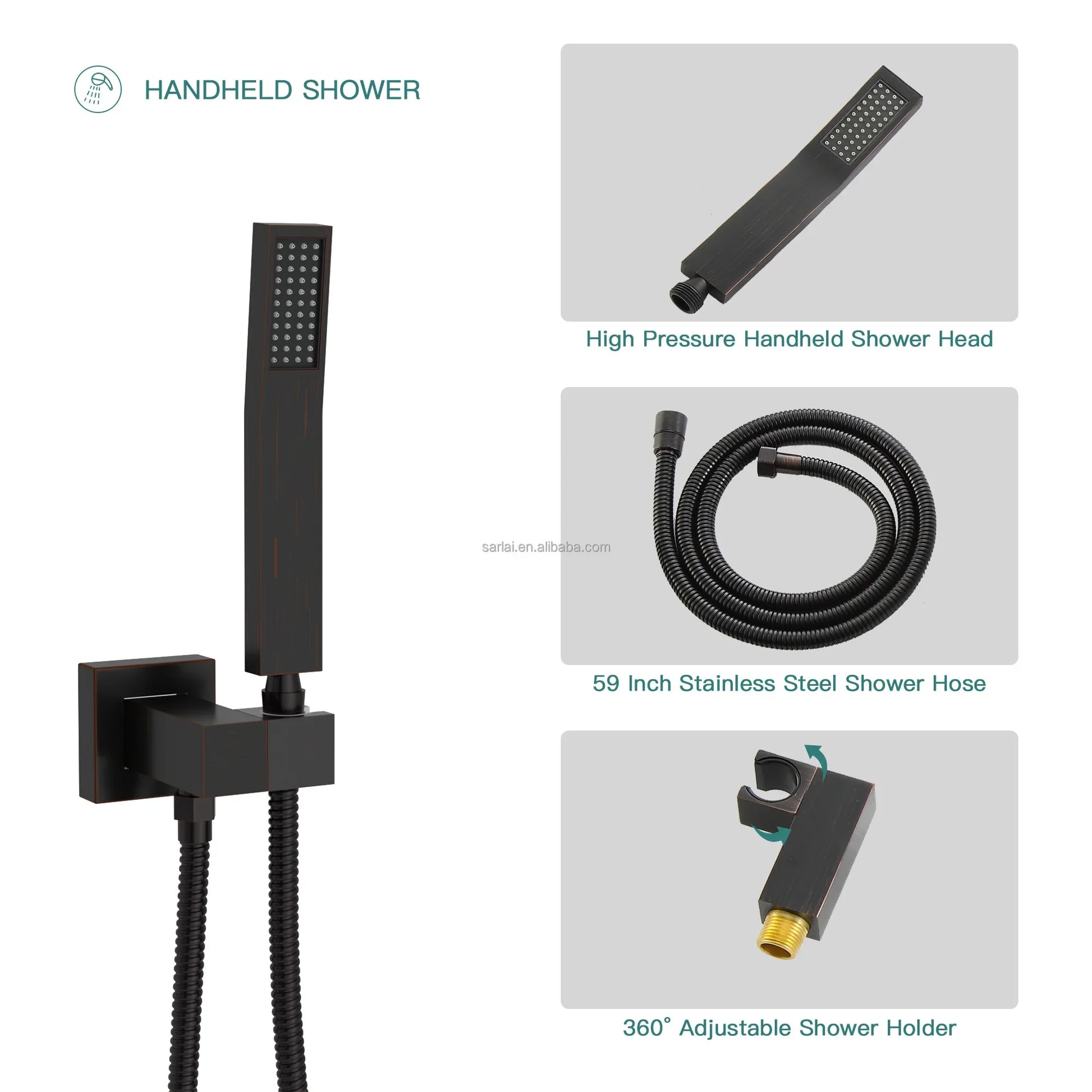 HKM-408851 Concealed Wall-Mounted Shower System with 10/12 Inch Stainless Steel Shower Head and Handshower