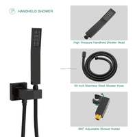 HKM-408851 Concealed Wall-Mounted Shower System with 10/12 Inch Stainless Steel Shower Head and Handshower