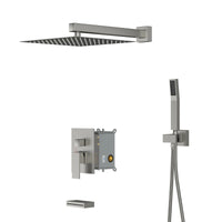 HKM-408851 Concealed Wall-Mounted Shower System with 10/12 Inch Stainless Steel Shower Head and Handshower