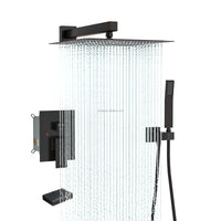 HKM-408851 Concealed Wall-Mounted Shower System with 10/12 Inch Stainless Steel Shower Head and Handshower
