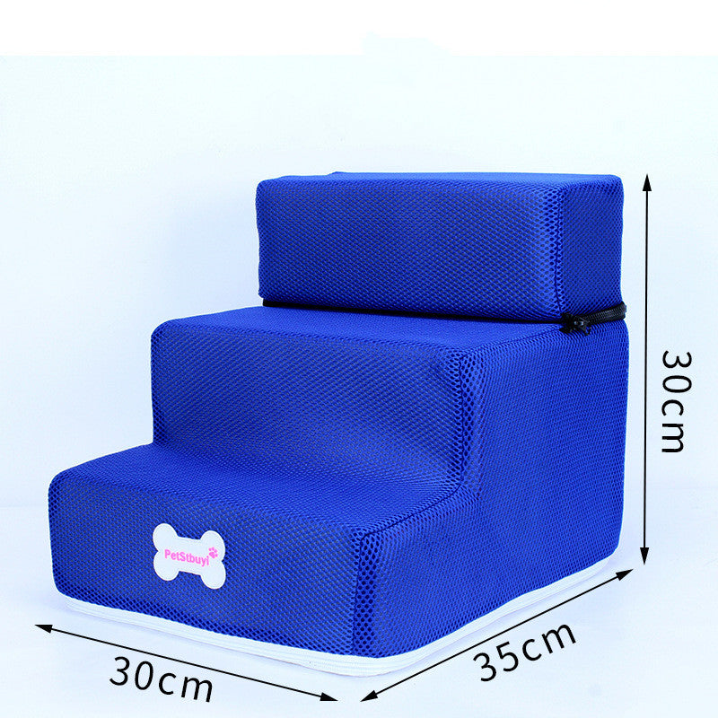 HKM-4088765 Pet Climbing Ladder with Breathable Mesh and High-Resilience Sponge, Detachable Design, 35x30x30CM