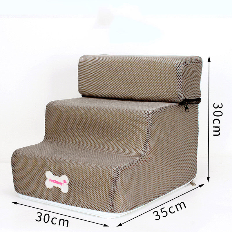 HKM-4088765 Pet Climbing Ladder with Breathable Mesh and High-Resilience Sponge, Detachable Design, 35x30x30CM