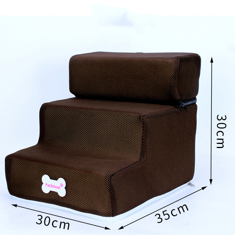 HKM-4088765 Pet Climbing Ladder with Breathable Mesh and High-Resilience Sponge, Detachable Design, 35x30x30CM