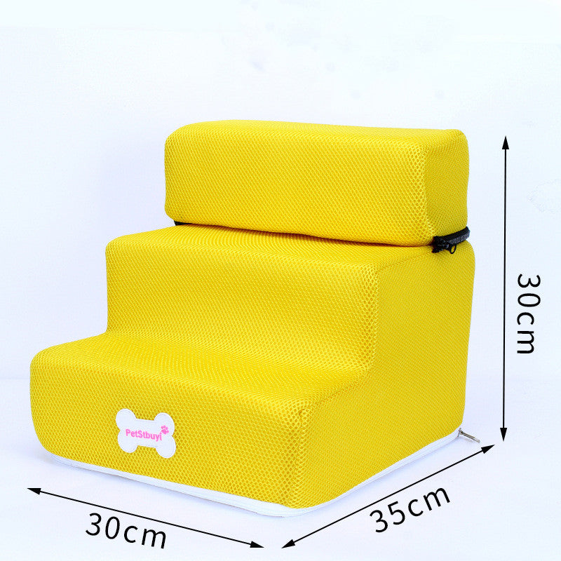 HKM-4088765 Pet Climbing Ladder with Breathable Mesh and High-Resilience Sponge, Detachable Design, 35x30x30CM