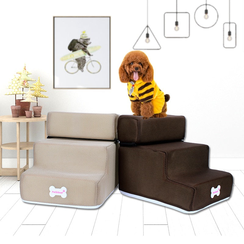 HKM-4088765 Pet Climbing Ladder with Breathable Mesh and High-Resilience Sponge, Detachable Design, 35x30x30CM