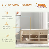 HKM-4089149 Extra Large 45" Wooden Hamster Cage with Multi-Tier Levels, Opening Roof, and PVC Window for Small Animals