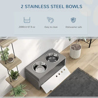 HKM-4089277 Adjustable Elevated Dog Bowl Stand with Slow Feeder Mat for Medium to Extra Large Dogs