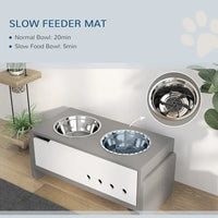 HKM-4089277 Adjustable Elevated Dog Bowl Stand with Slow Feeder Mat for Medium to Extra Large Dogs