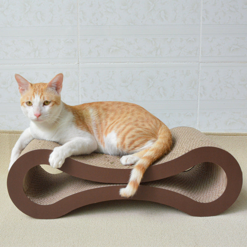 HKM-408979 Fashionable Corrugated Cat Scratch Board - Pillow Design in Coffee, Wood, and Leopard Colors