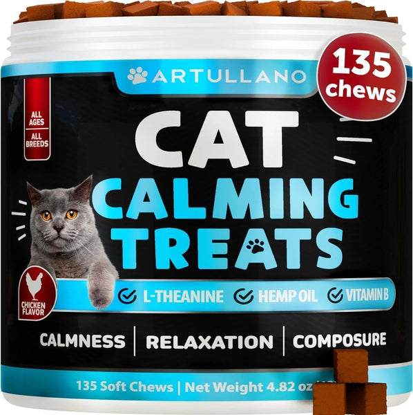 HKM-4091325 Calming Hemp Treats for Cats with Melatonin – Stress and Anxiety Relief Chews for Relaxation