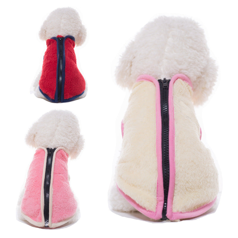 HKM-4091837 Cotton Casual High Neck Zipper Vest for Pets in Various Sizes