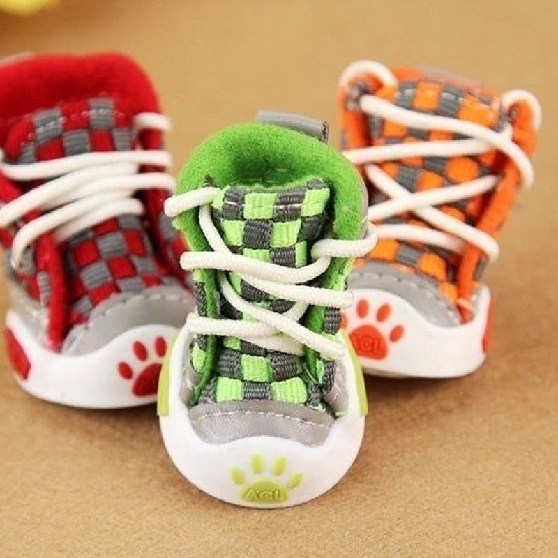 HKM-409299 Small Dog Non-slip Shoes - Warm and Comfortable, Available in Red, Green, and Orange