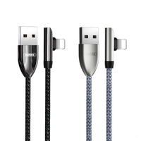 HKM-409363 Braided Elbow 8PIN to Type-C Data Cable - 1m Length, Black/Silver Options
