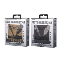 HKM-409363 Braided Elbow 8PIN to Type-C Data Cable - 1m Length, Black/Silver Options