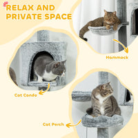 HKM-4094525 Floor-to-Ceiling Cat Tree Activity Center with Hammocks, Condo, and Perch - Gray