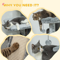 HKM-4094525 Floor-to-Ceiling Cat Tree Activity Center with Hammocks, Condo, and Perch - Gray