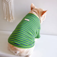 HKM-4095421 Casual Waffle Stretch Stripe Pet Clothes for Dogs - Two-Piece Set, Green, Various Sizes