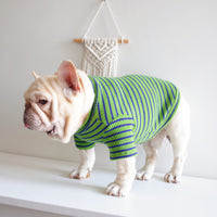 HKM-4095421 Casual Waffle Stretch Stripe Pet Clothes for Dogs - Two-Piece Set, Green, Various Sizes