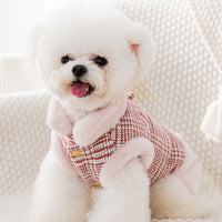 HKM-4095677 Thickened Cotton Pet Clothes for Autumn and Winter – Casual Red Style in Various Sizes